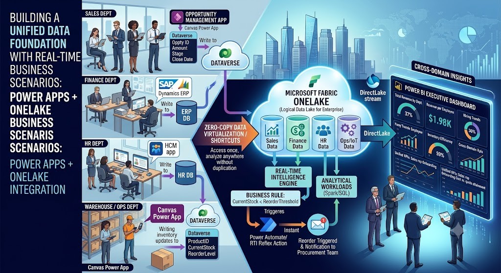 Power Apps Fundamentals + Microsoft Fabric Integration Series – Article 4 :Power Apps + OneLake Integration Explained: Building a Unified Data Foundation with Real-Time Business Scenarios
